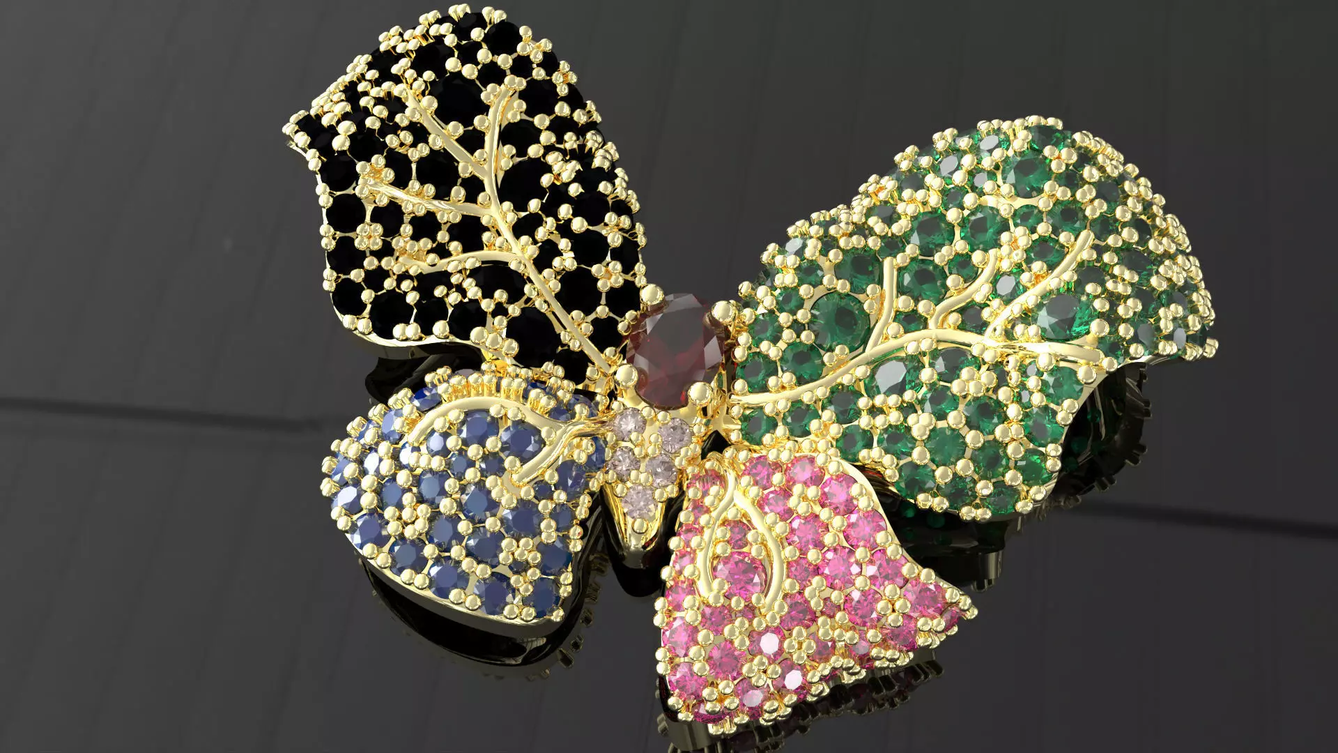 Butterfly brooche pendant 3D print model_0