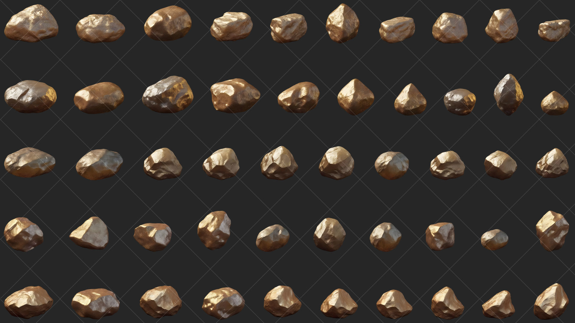 100 Gold Stone Rock 2D Game Asset Texture_1