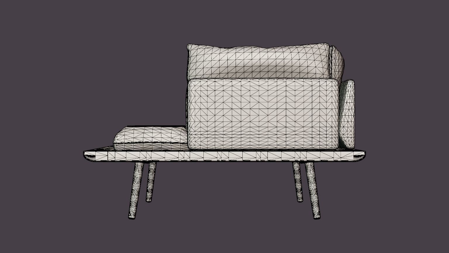 Lounge Around sofa 1 and half seater Low-poly 3D model_5