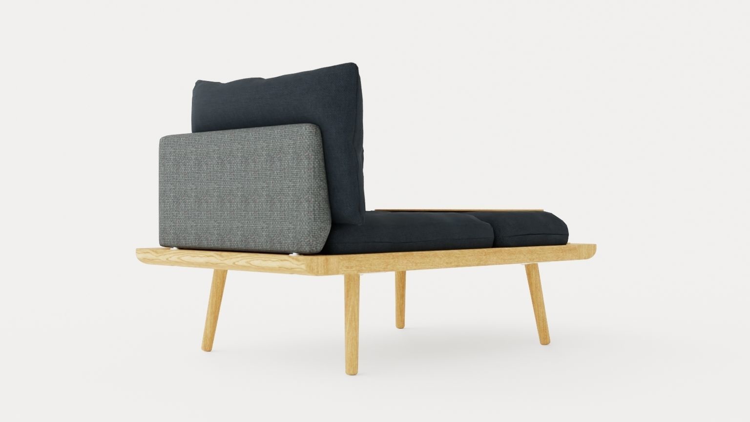 Lounge Around sofa 1 and half seater Low-poly 3D model_1