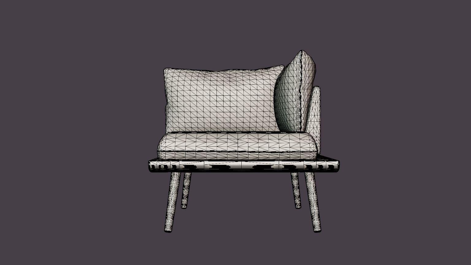 Lounge Around sofa 1 and half seater Low-poly 3D model_7