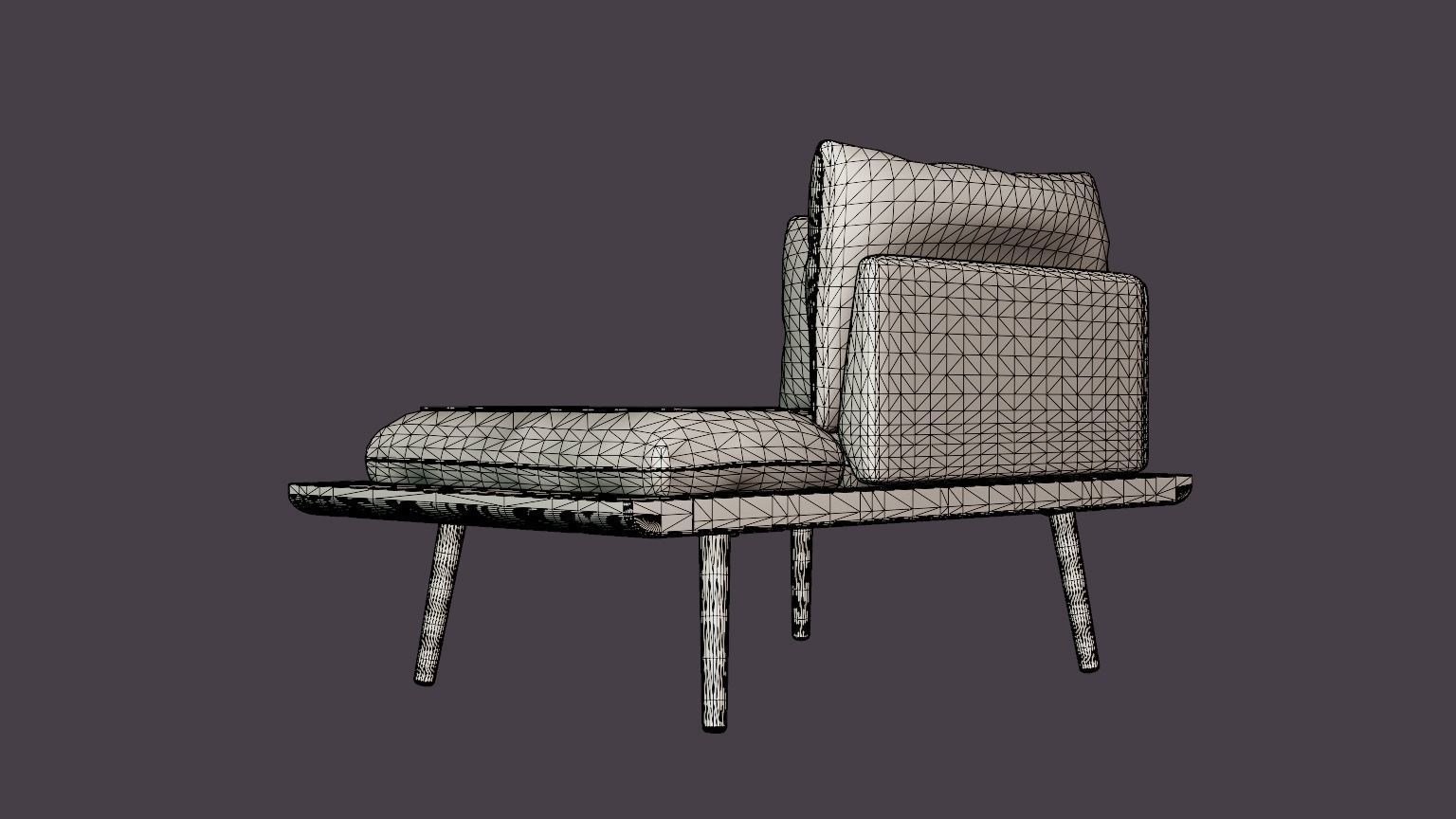 Lounge Around sofa 1 and half seater Low-poly 3D model_6