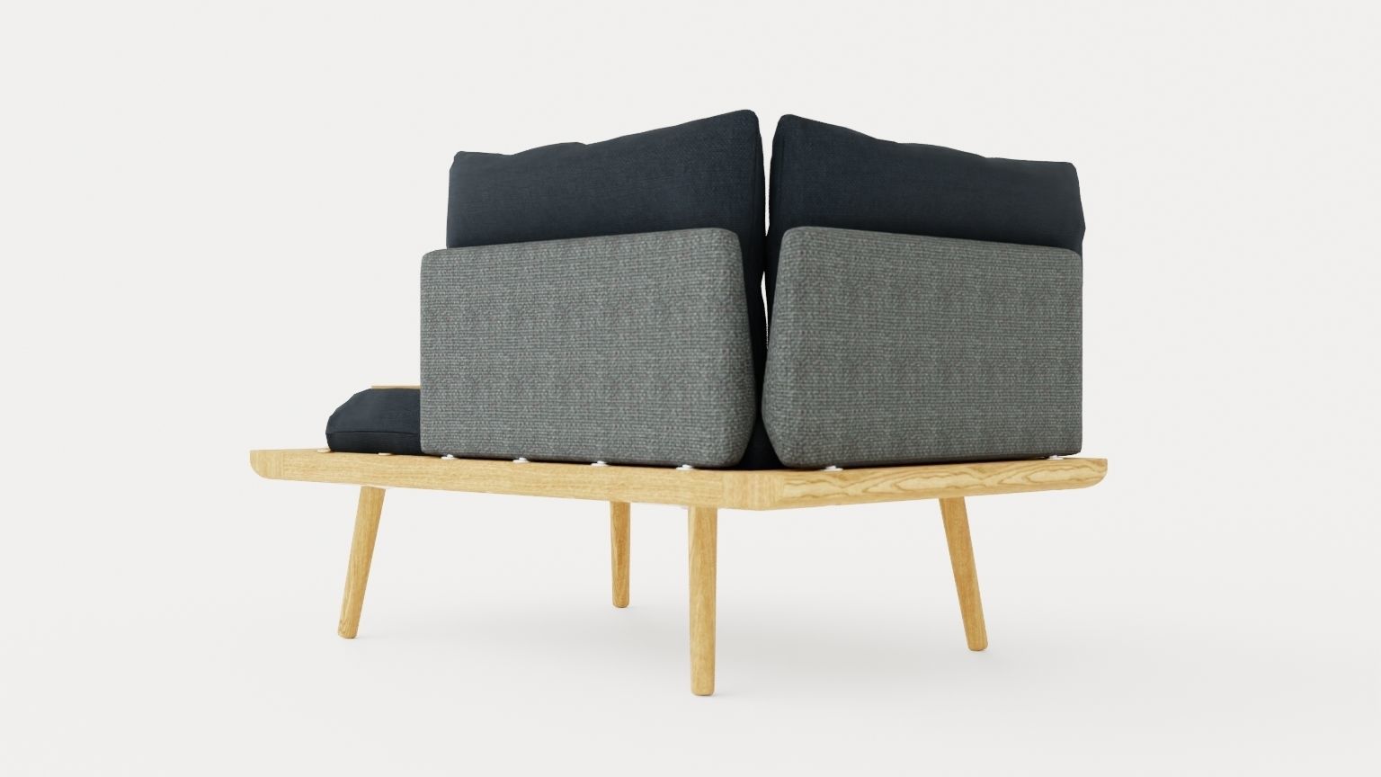 Lounge Around sofa 1 and half seater Low-poly 3D model_3