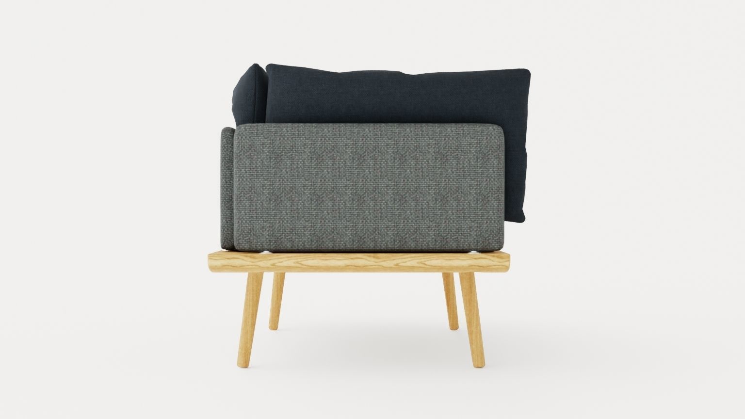 Lounge Around sofa 1 and half seater Low-poly 3D model_2