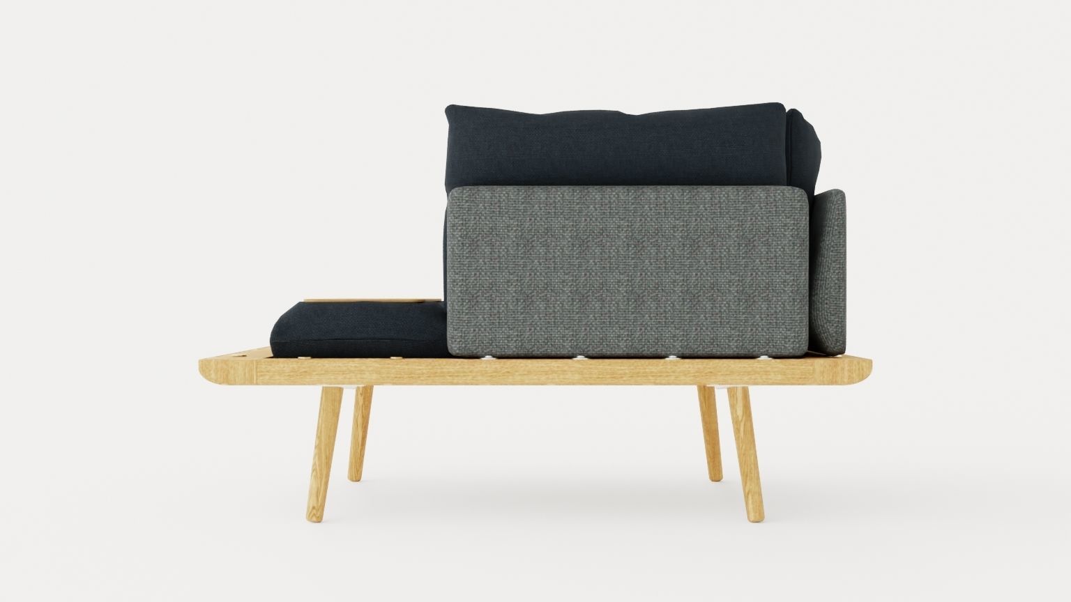 Lounge Around sofa 1 and half seater Low-poly 3D model_4