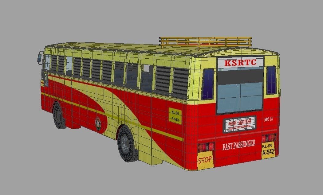 KSRTC Bus model Low-poly 3D model_7