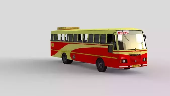 KSRTC Bus model Low-poly 3D model