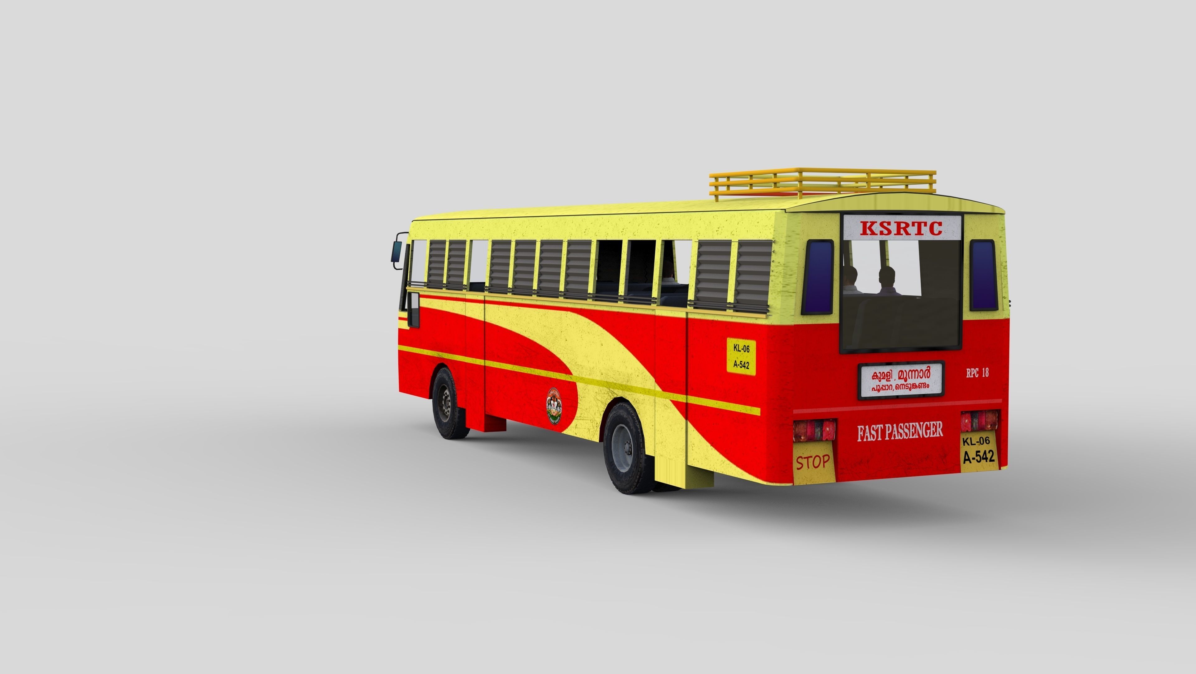 KSRTC Bus model Low-poly 3D model_3