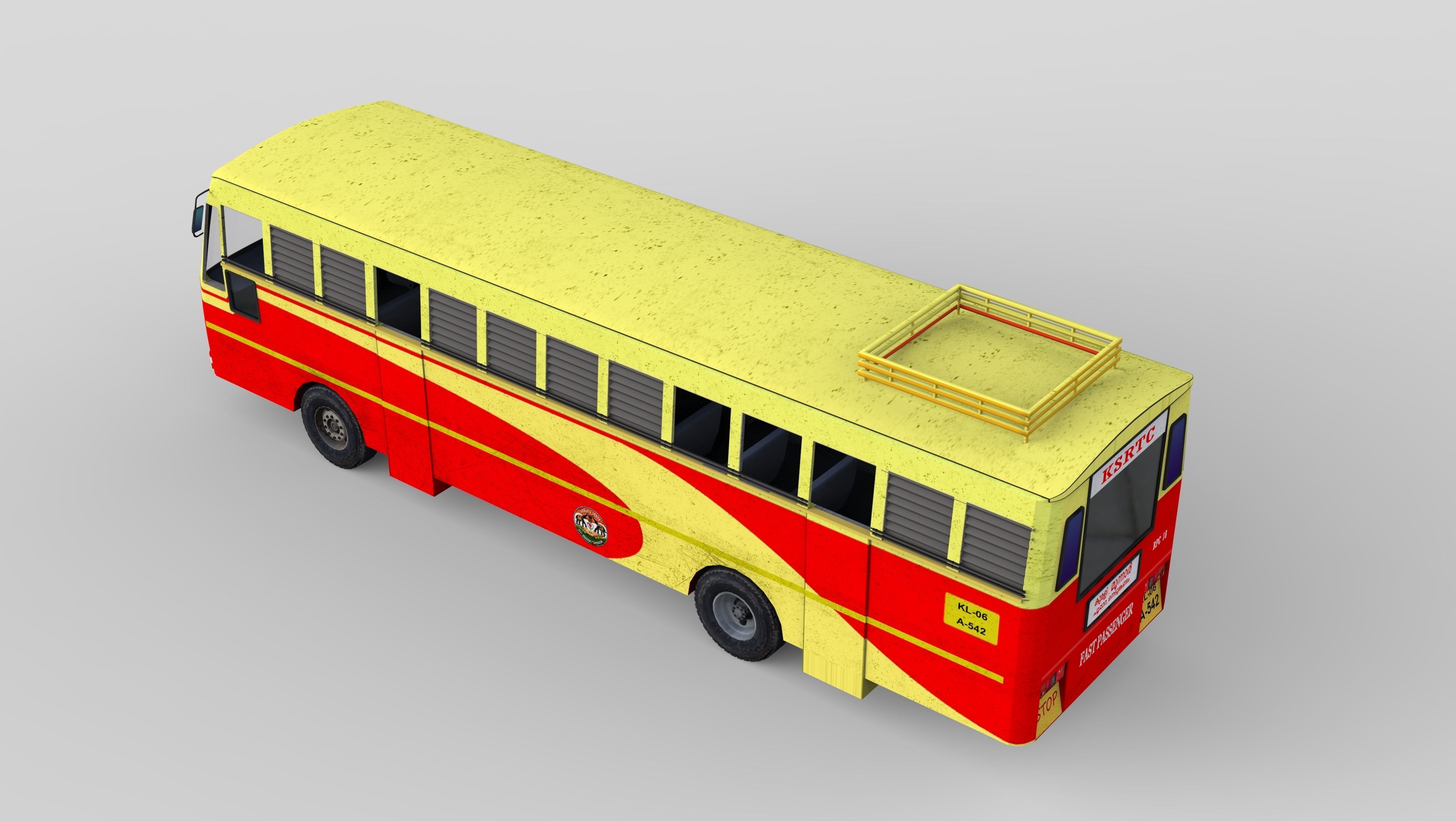 KSRTC Bus model Low-poly 3D model_5