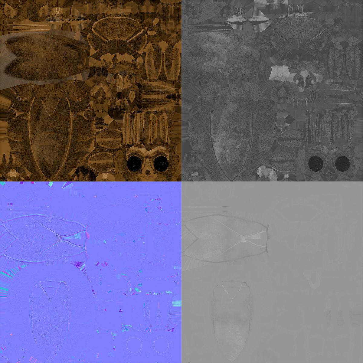 Realistic 8k Textures Giant Water Bug Low-poly 3D model_13