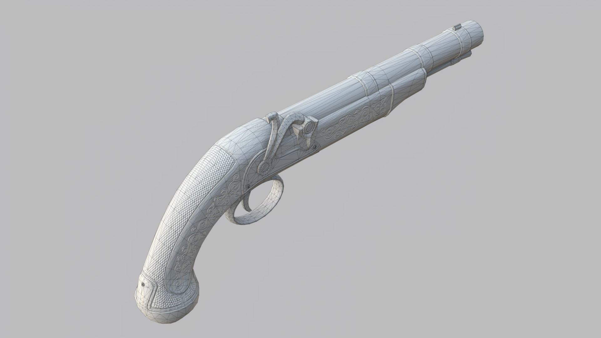 Flintlock Pirate Pistol Low-poly 3D model_33