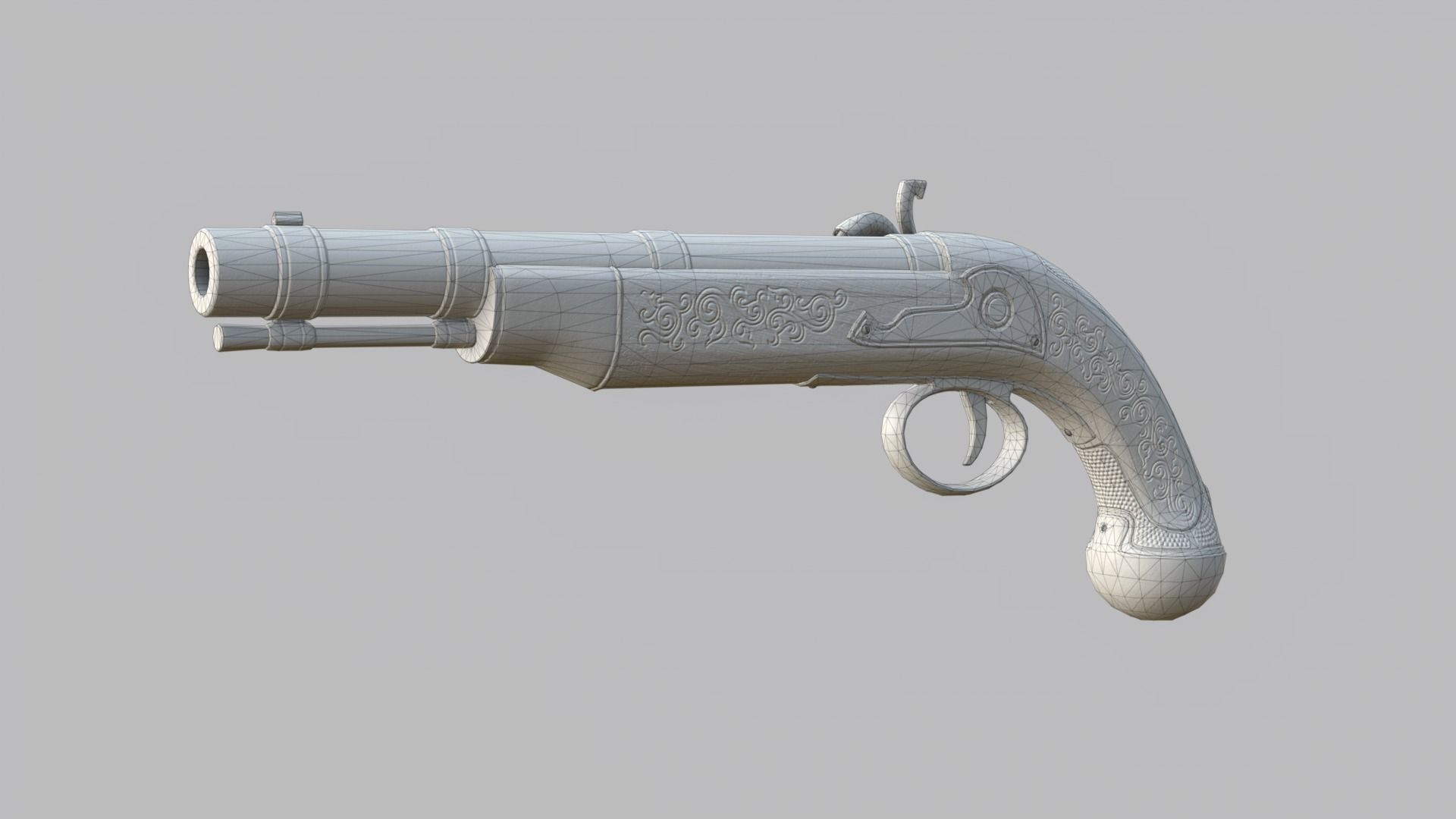 Flintlock Pirate Pistol Low-poly 3D model_30