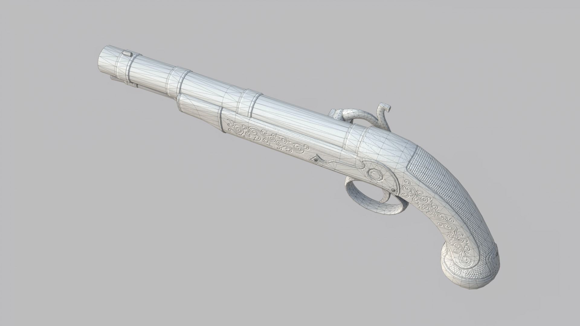 Flintlock Pirate Pistol Low-poly 3D model_34