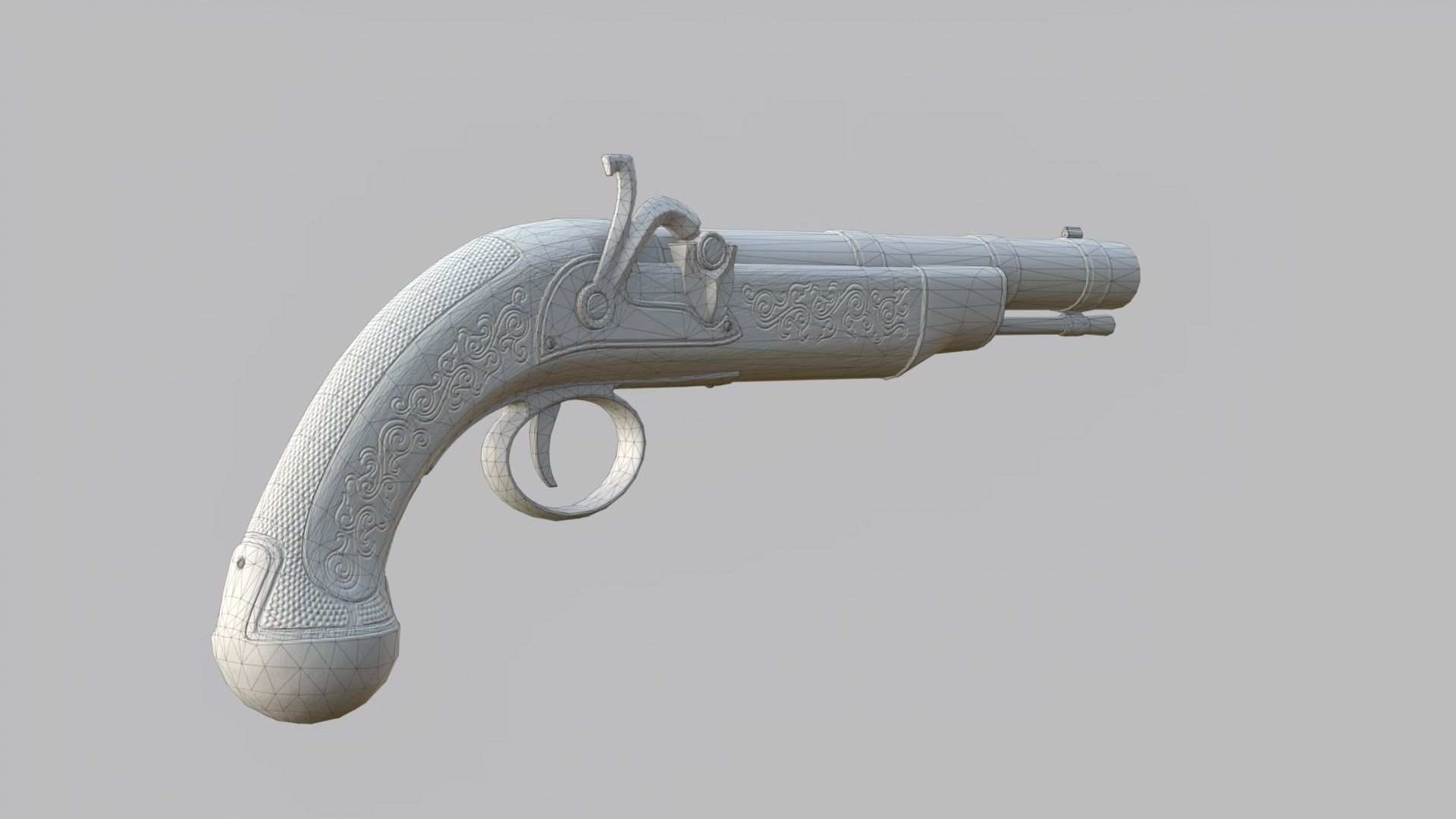 Flintlock Pirate Pistol Low-poly 3D model_28