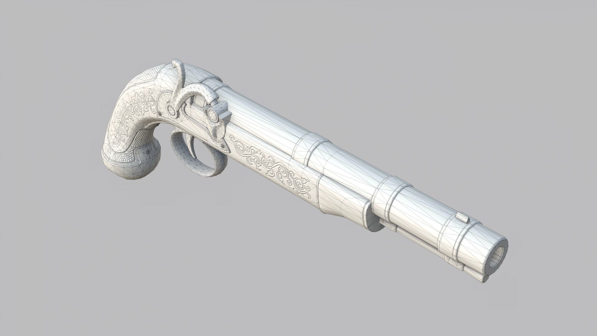 Flintlock Pirate Pistol Low-poly 3D model_32