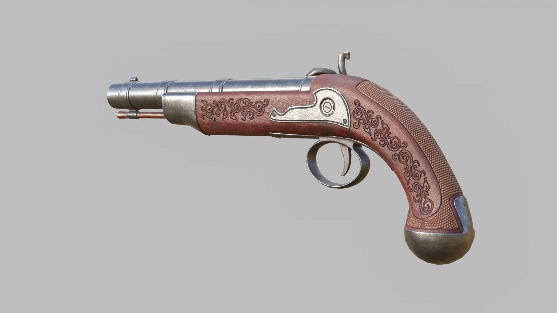 Flintlock Pirate Pistol Low-poly 3D model_18