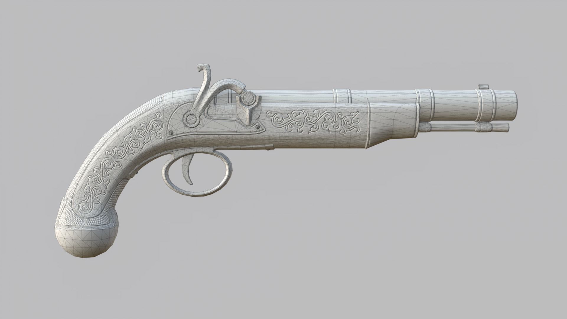 Flintlock Pirate Pistol Low-poly 3D model_27