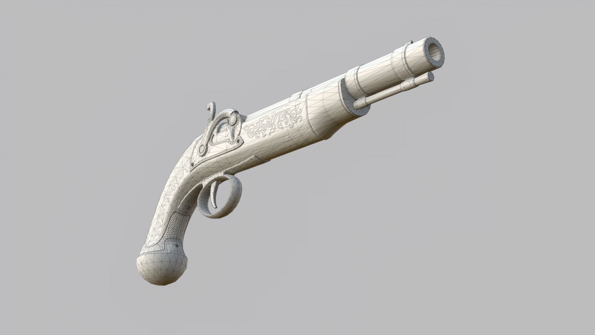 Flintlock Pirate Pistol Low-poly 3D model_25