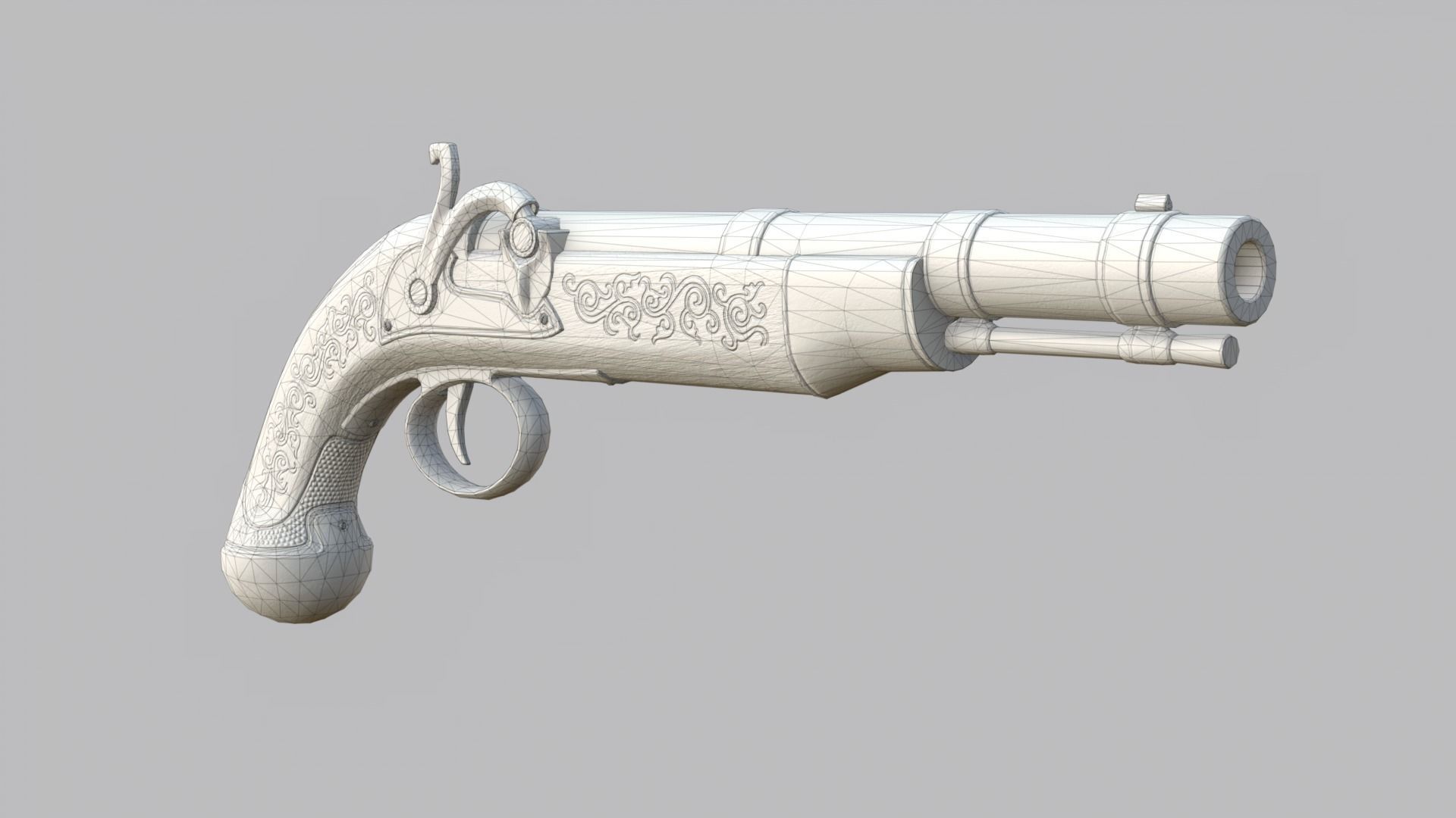 Flintlock Pirate Pistol Low-poly 3D model_24