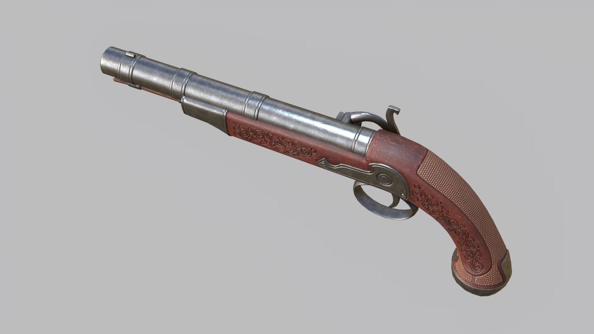 Flintlock Pirate Pistol Low-poly 3D model_23