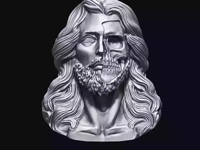 Skull Jesus pendant silver gold jewelry printable 3D model