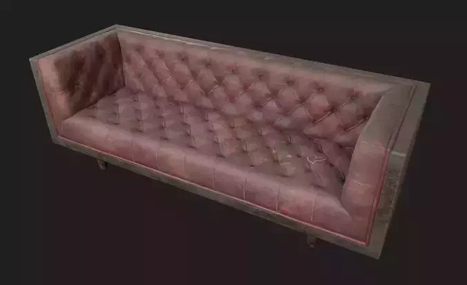 Baughman Style Walnut Encased sofa Low-poly 3D model
