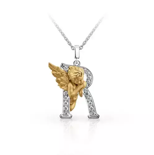 My Angel Letter Pendant Necklace 3D print model