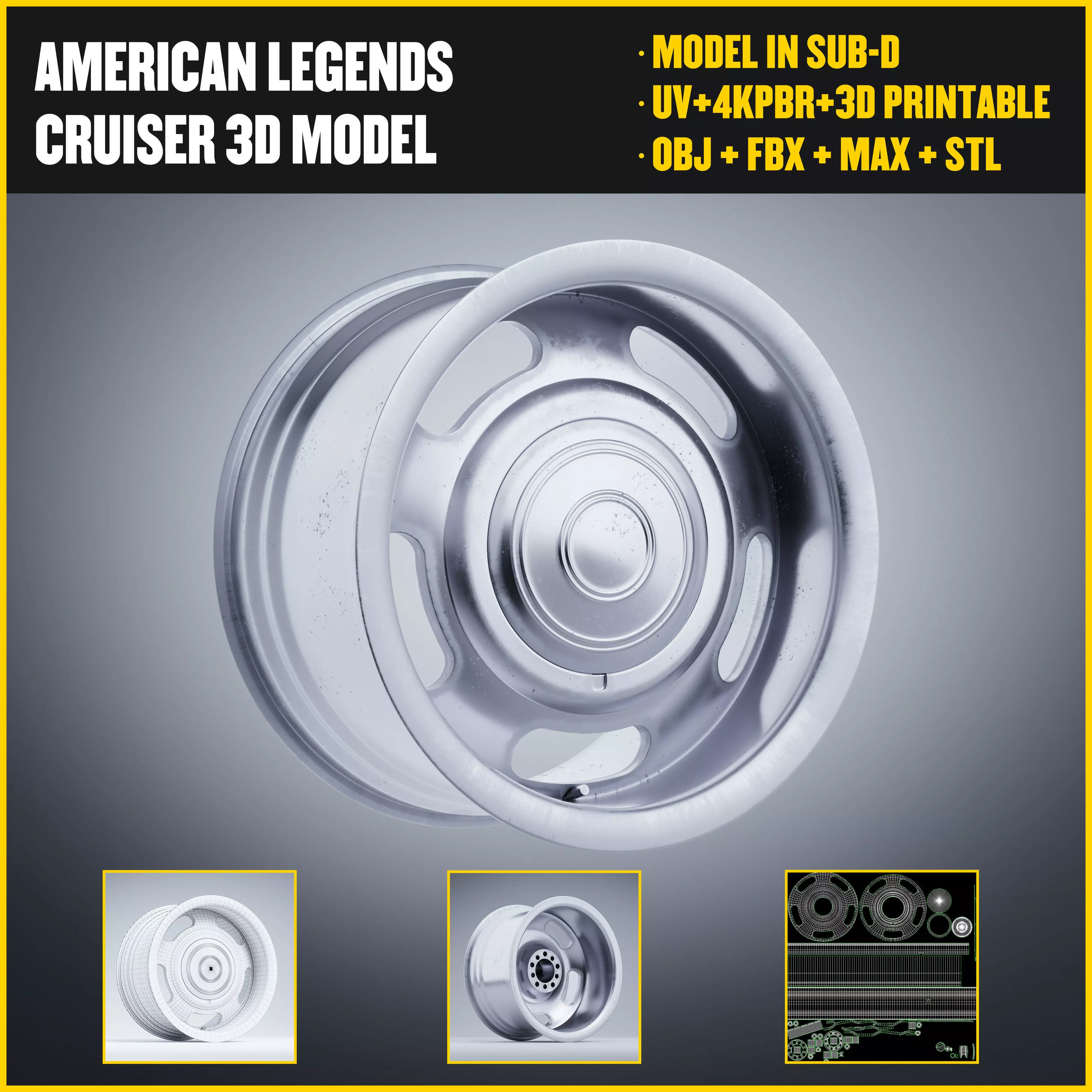 American Legend Wheels - Cruiser Low-poly 3D model