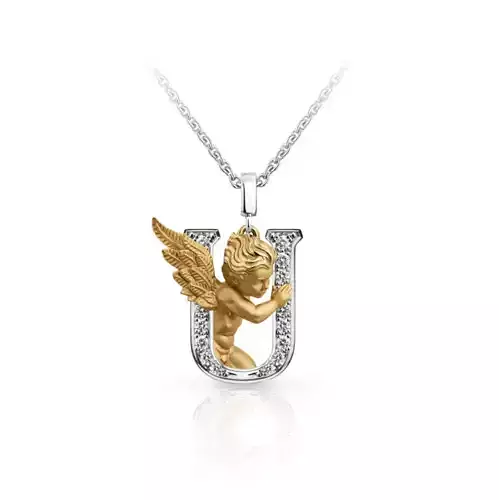 My Angel Letter Pendant Necklace 3D print model