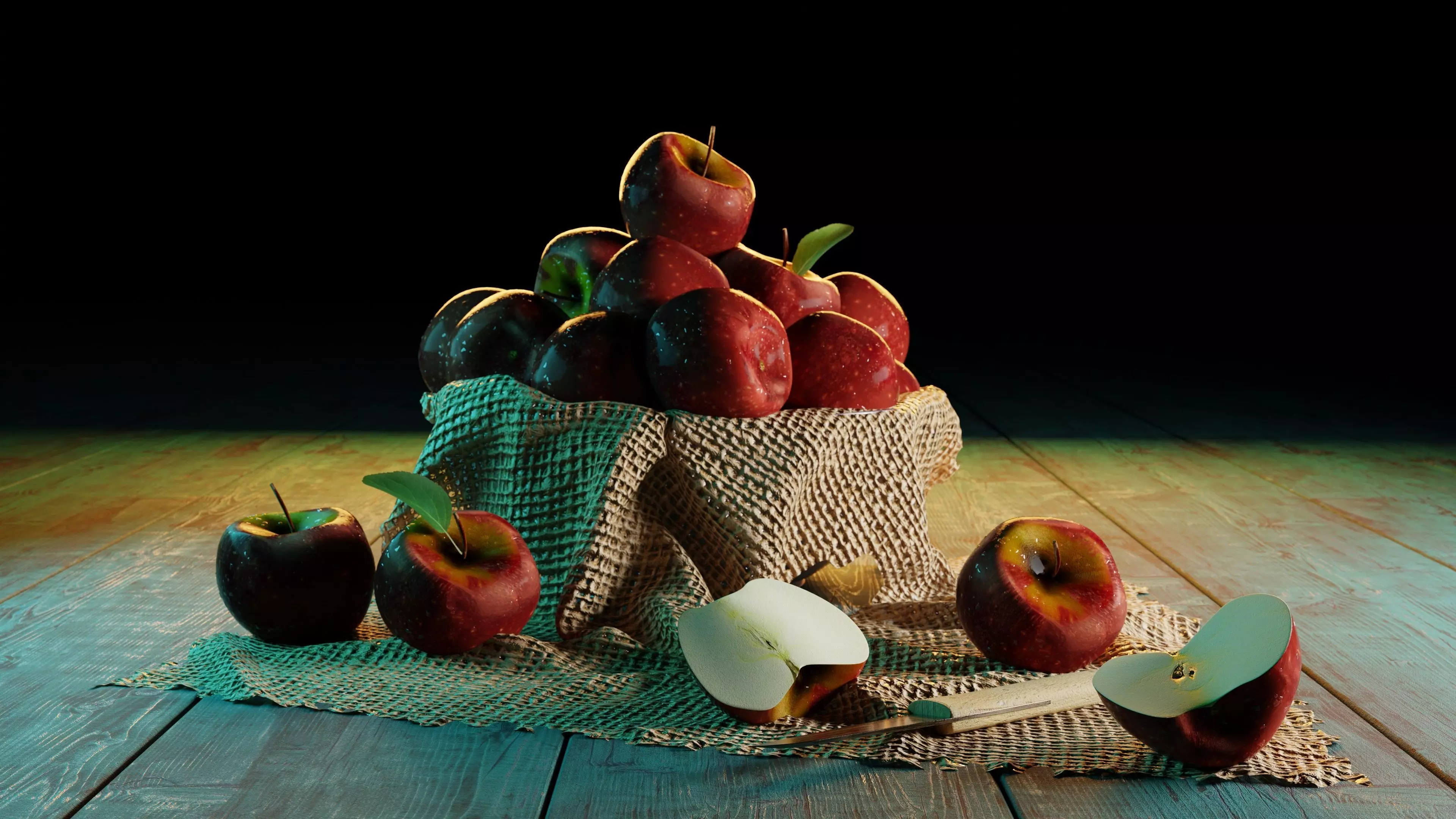 The still life of apples Free 3D model