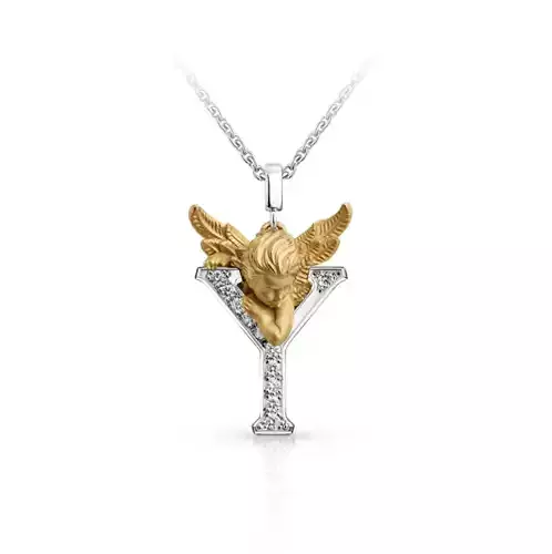 My Angel Letter Pendant Necklace 3D print model