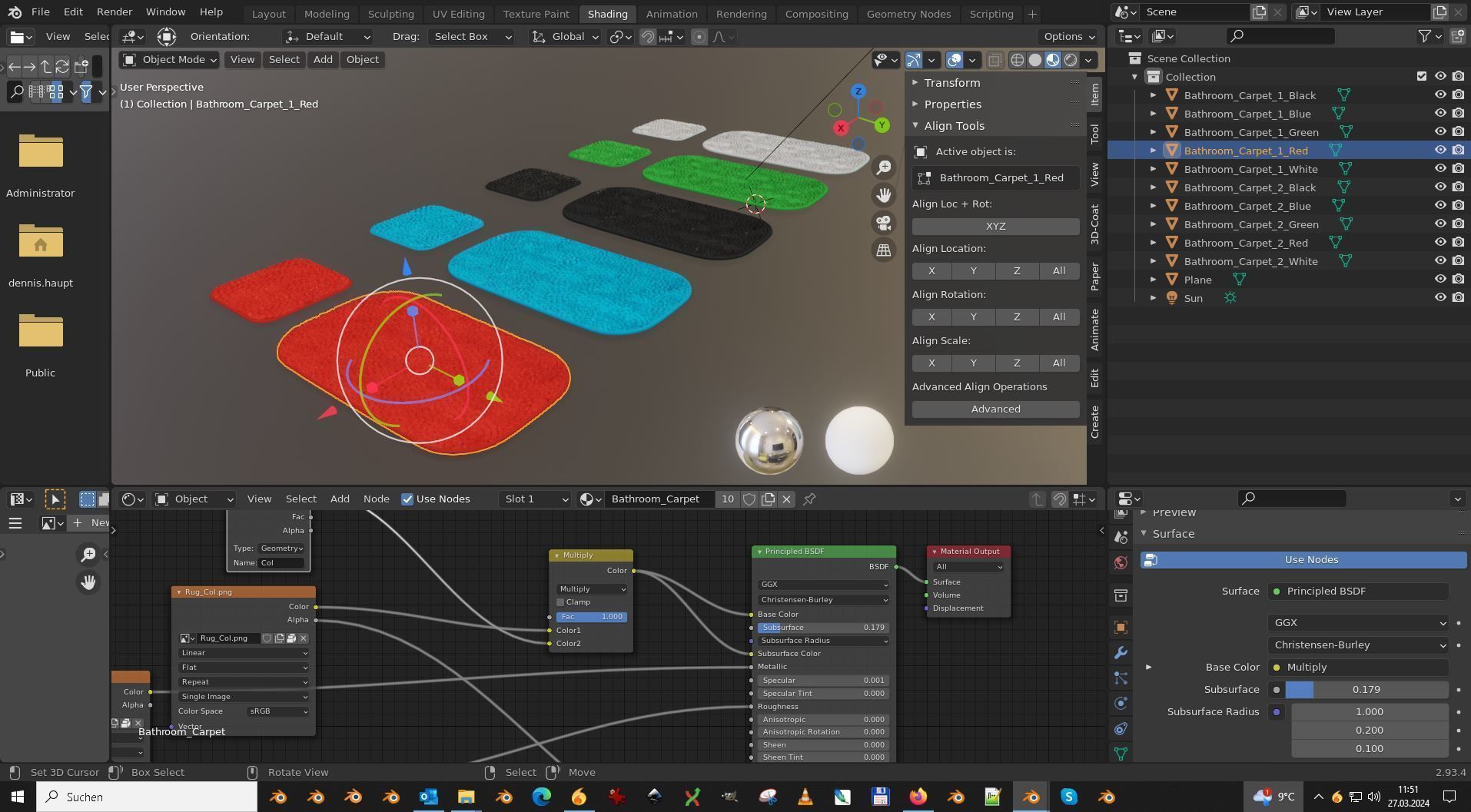 Bathroom Carpets Low-poly 3D model_16
