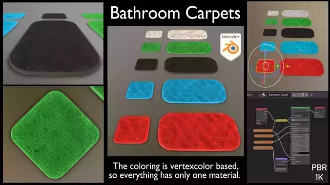 Bathroom Carpets Low-poly 3D model