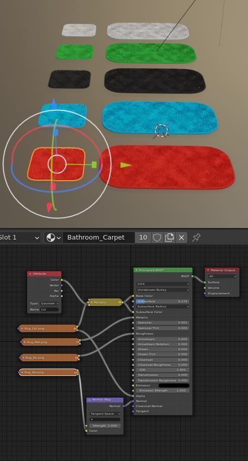Bathroom Carpets Low-poly 3D model_4