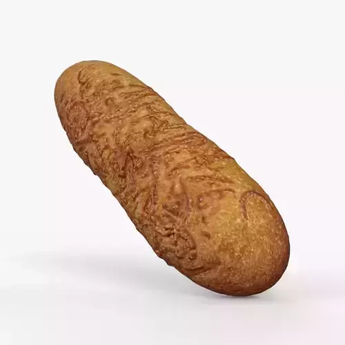 Photorealistic 3D scan of cheese bun Low-poly 3D model