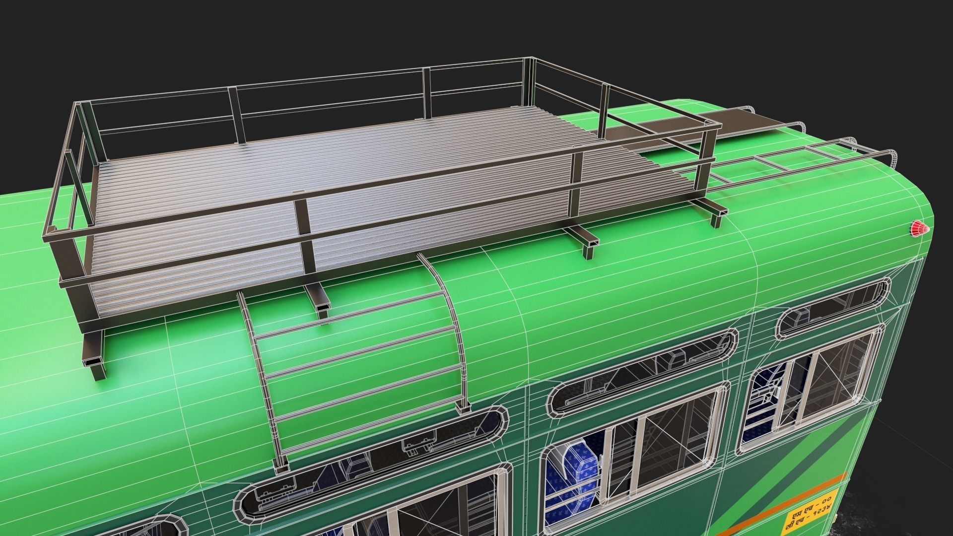 Indian ST Bus V1 Red Black Low-poly 3D model_21