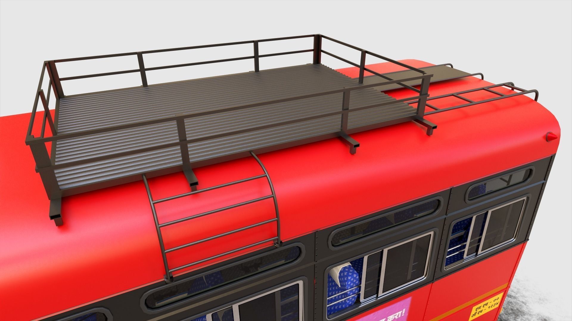 Indian ST Bus V1 Red Black Low-poly 3D model_6