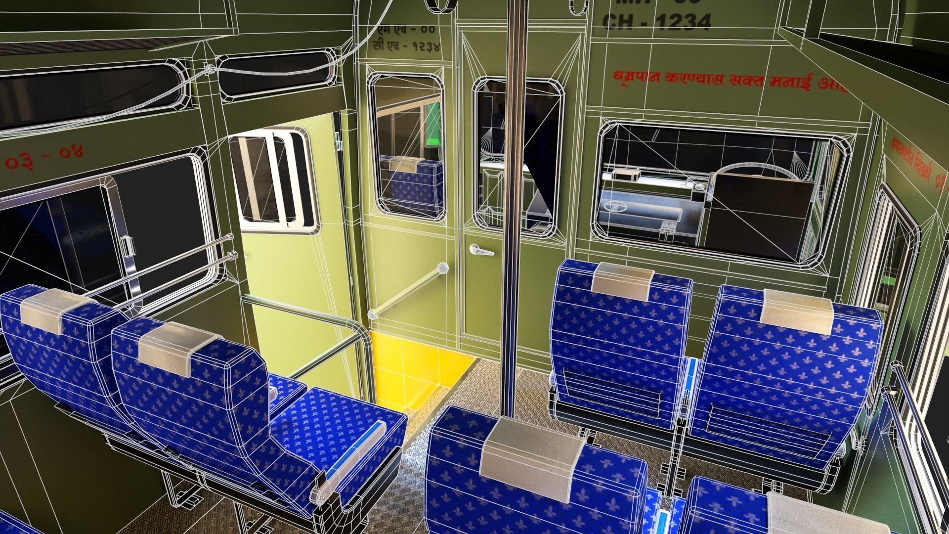 Indian ST Bus V1 Red Black Low-poly 3D model_23