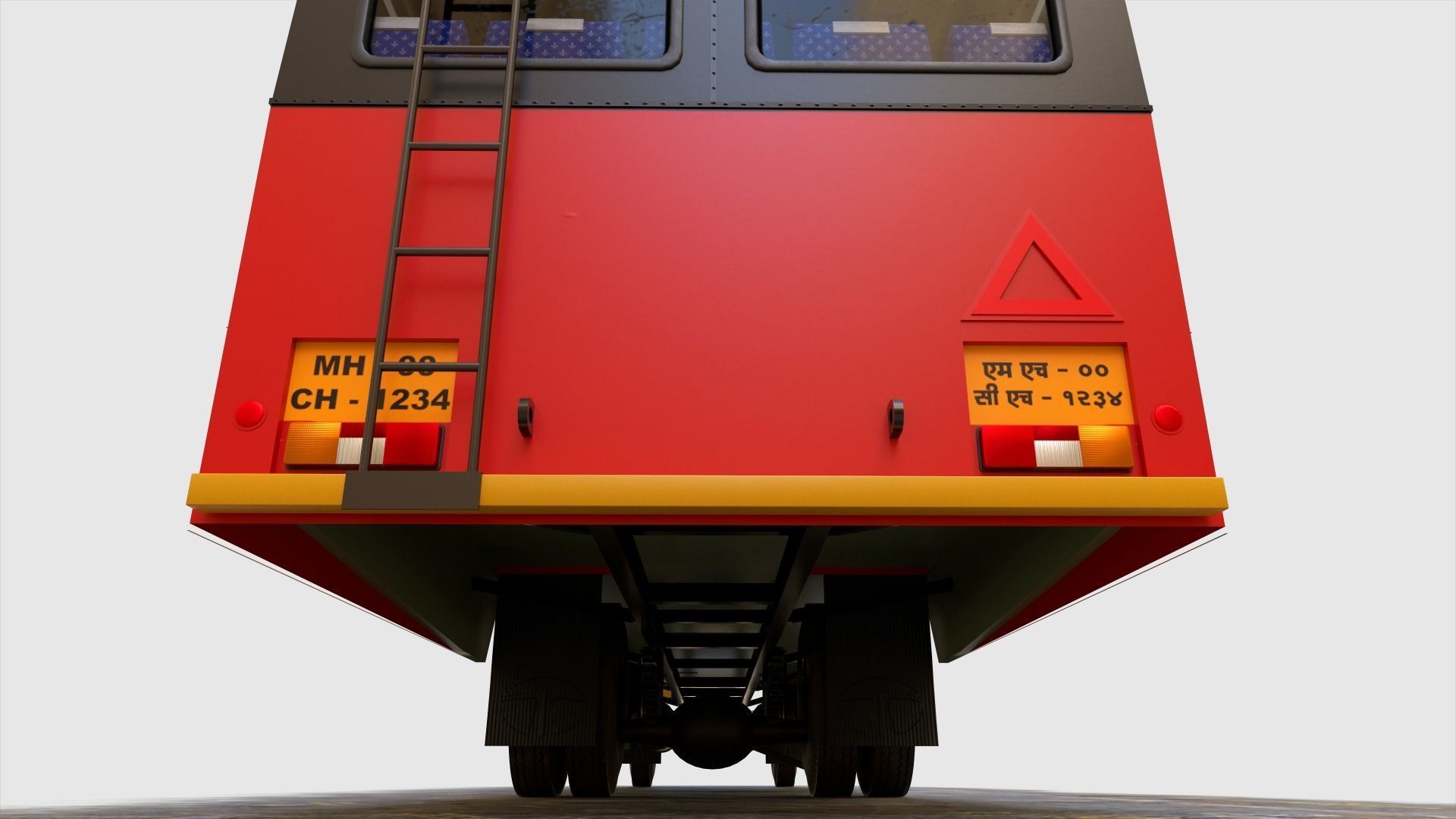 Indian ST Bus V1 Red Black Low-poly 3D model_8