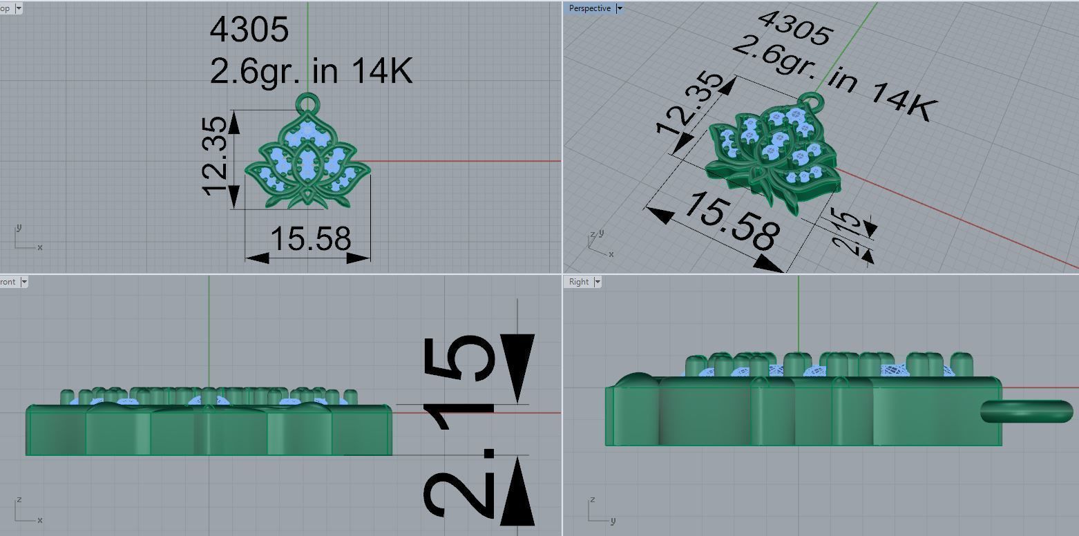 Lotus Diamond Pendant 4305 3D print model_5