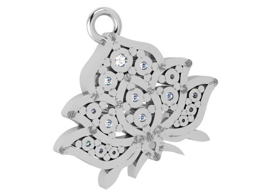 Lotus Diamond Pendant 4305 3D print model_4