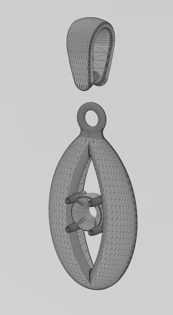 Diamond open teardrop almond pendant charm 3D print model_12