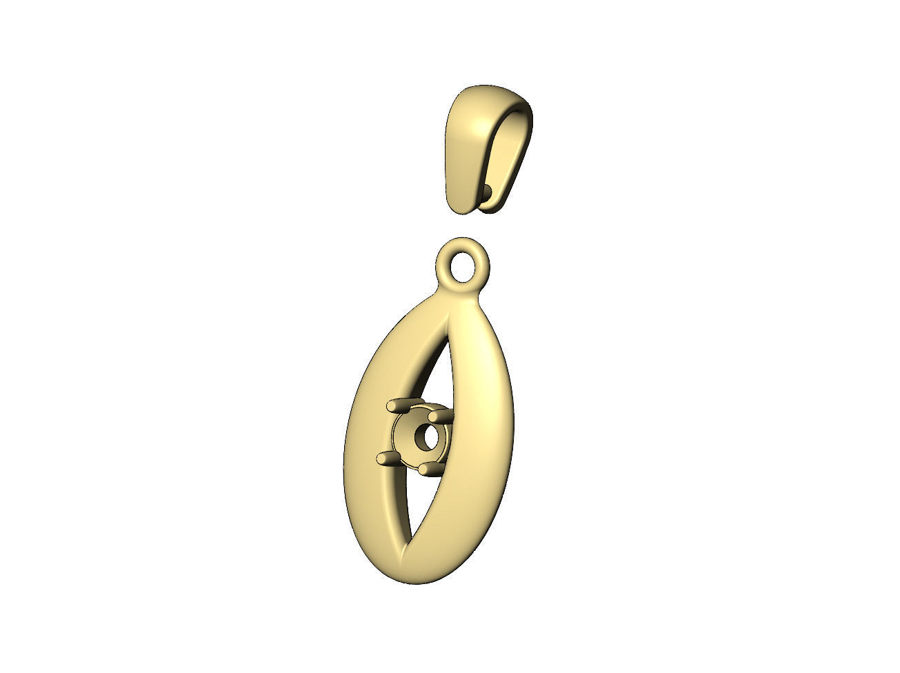 Diamond open teardrop almond pendant charm 3D print model_5