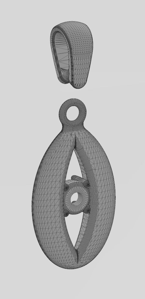 Diamond open teardrop almond pendant charm 3D print model_13