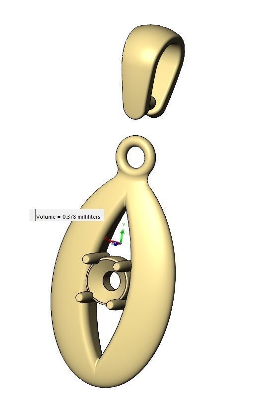 Diamond open teardrop almond pendant charm 3D print model_11