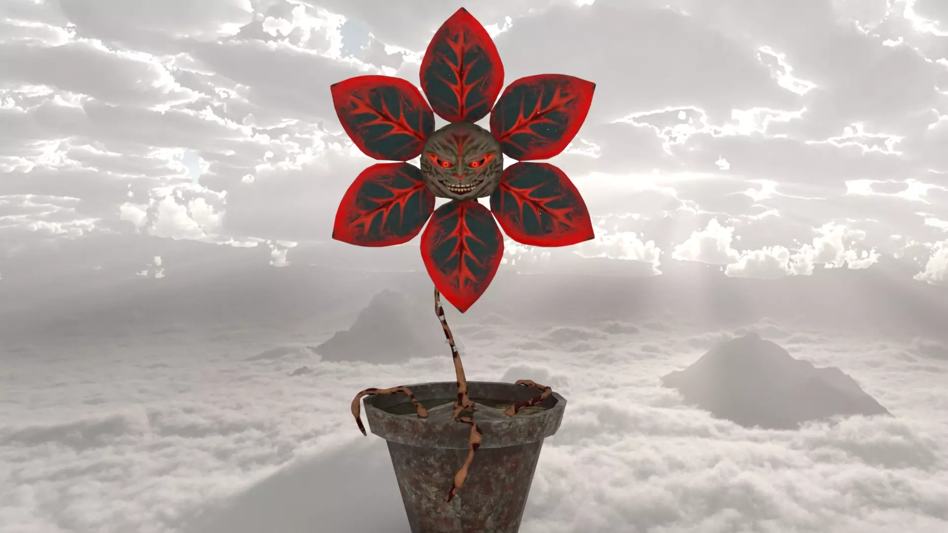 halloween flower Low-poly 3D model_0