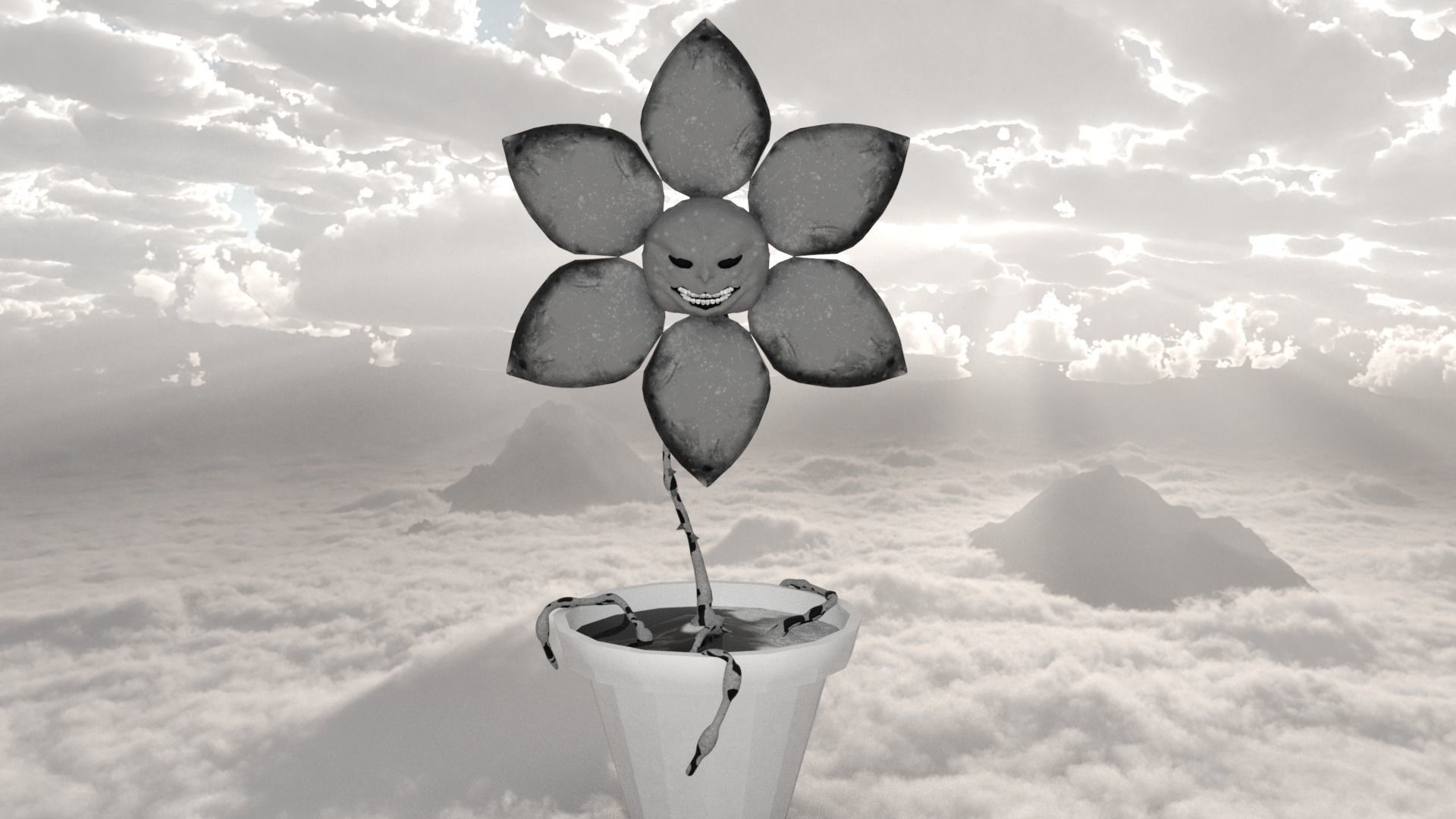 halloween flower Low-poly 3D model_2