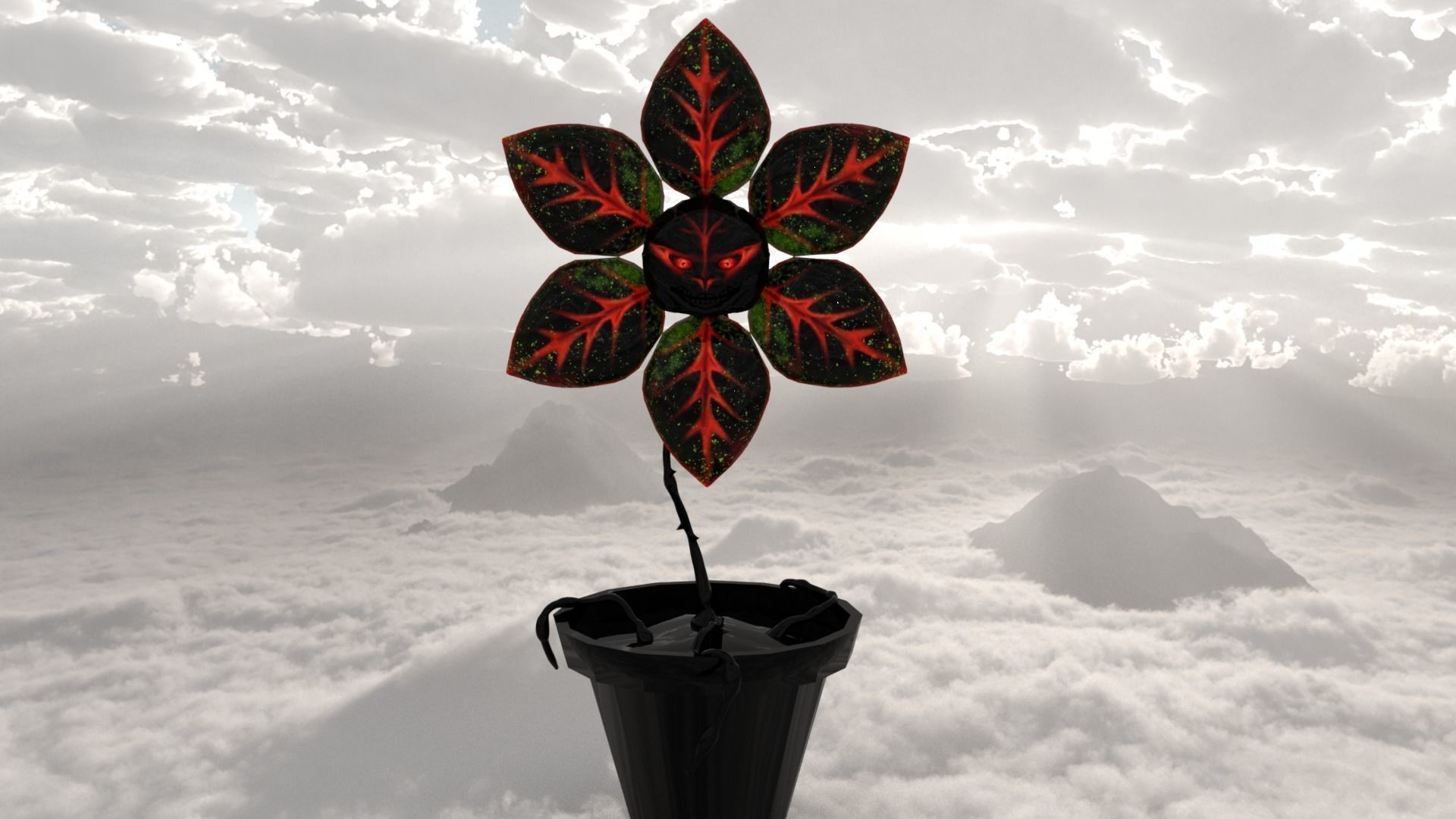 halloween flower Low-poly 3D model_3