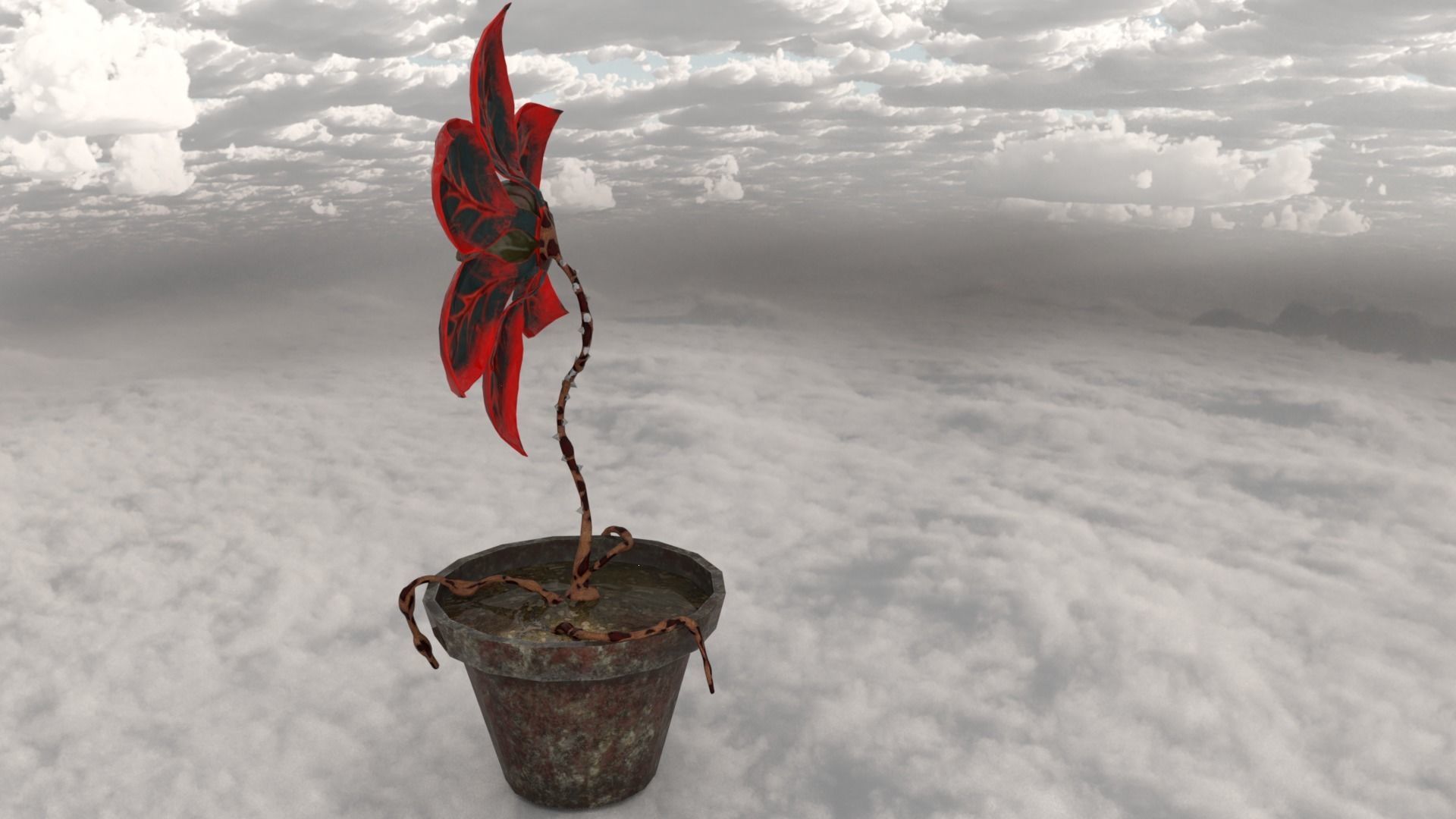 halloween flower Low-poly 3D model_1