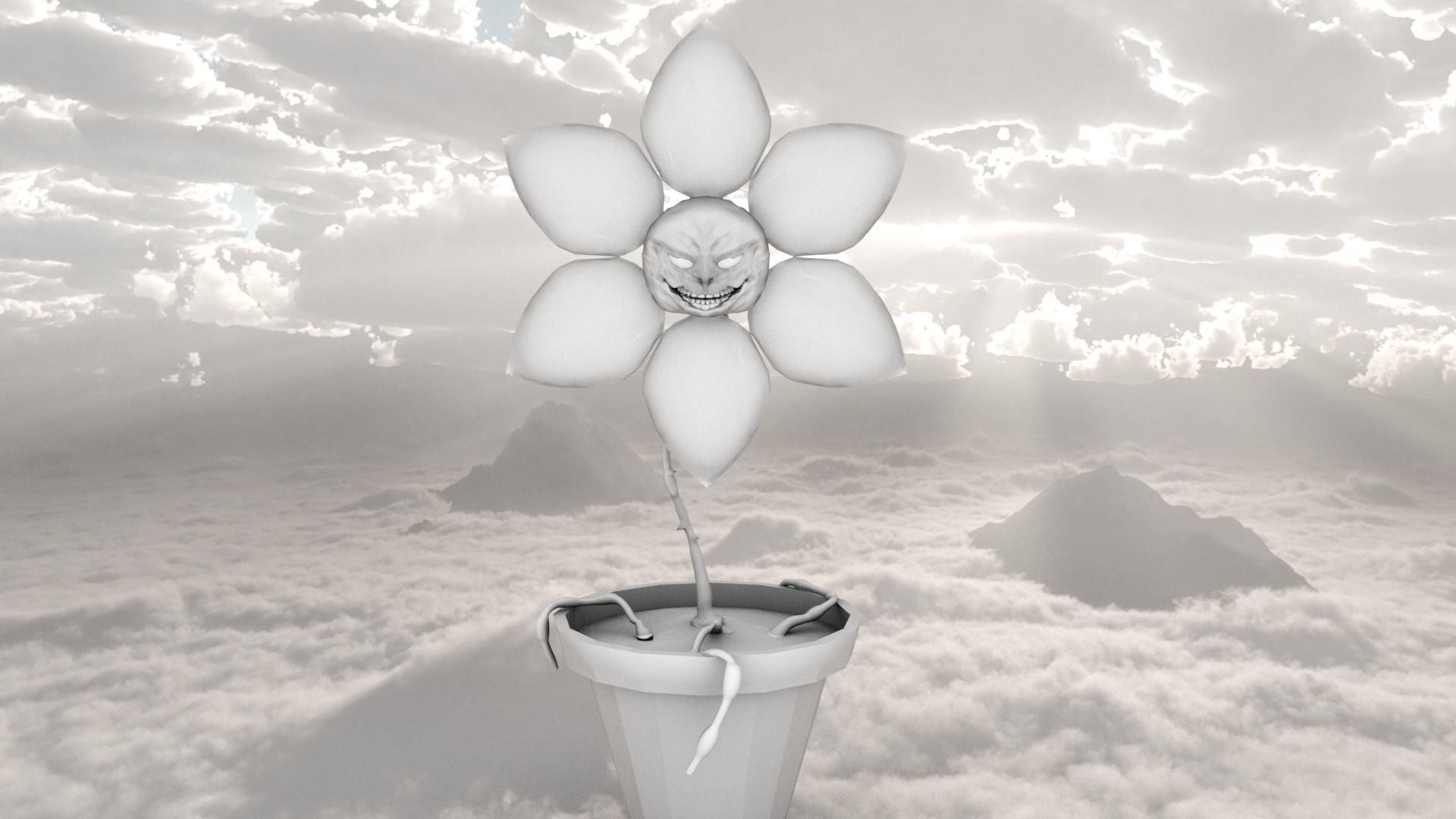 halloween flower Low-poly 3D model_4